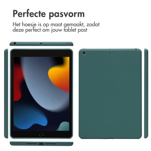 Accezz Liquid Silicone Backcover Apple iPad 9 (2021) 10.2 inch / iPad 8 (2020) 10.2 inch / iPad 7 (2019) 10.2 inch - Donkergroen