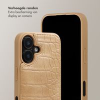 Selencia Nova Croco Telefoonhoes met Koord en Pashouder Apple iPhone 16 - Toasted Almond