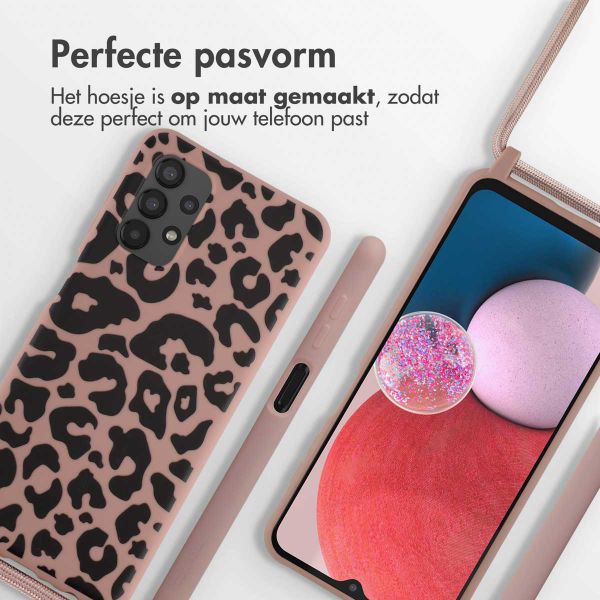 imoshion Siliconen design hoesje met koord Samsung Galaxy A13 (4G) - Animal Pink