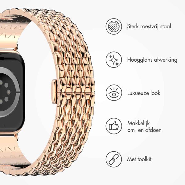 Selencia Stalen draak band Apple Watch Series 1 t/m 11 / SE / Ultra (44/45/46/49 mm) - Rosé Goud
