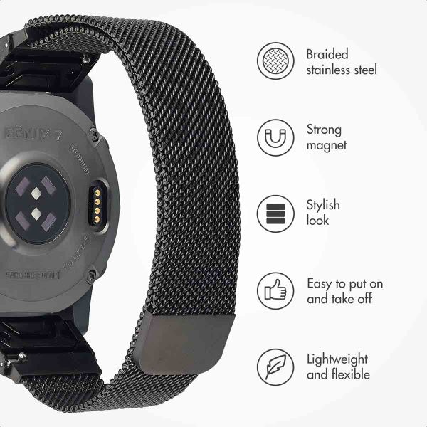 imoshion QuickFit® Milanese Band - Garmin 20 mm Connector - Size L/XL - Black