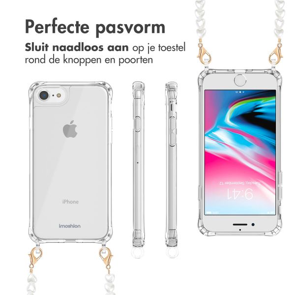 imoshion Backcover met koord + armband iPhone SE (2022 / 2020) / 8 / 7 - Parels Hartjes