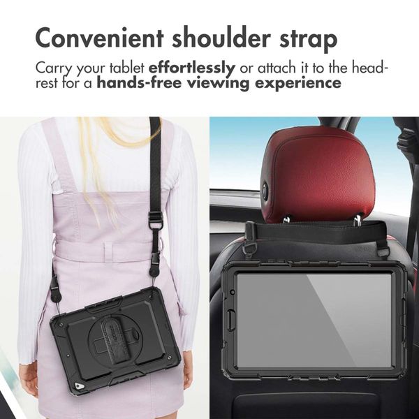 Accezz Rugged Back Cover with shoulder strap Apple iPad 9 (2021) 10.2 inch / iPad 8 (2020) 10.2 inch / iPad 7 (2019) 10.2 inch - Black