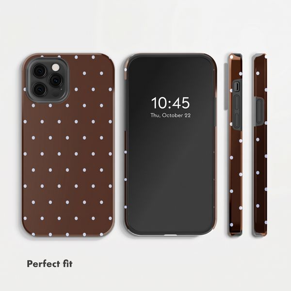 Selencia Vivid Back Cover Apple iPhone 12 (Pro) - Happy Dots Chocolate