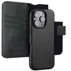 Accezz 2-in-1 Leather Bookcase with MagSafe Apple iPhone 16 Pro Max - Onyx Black