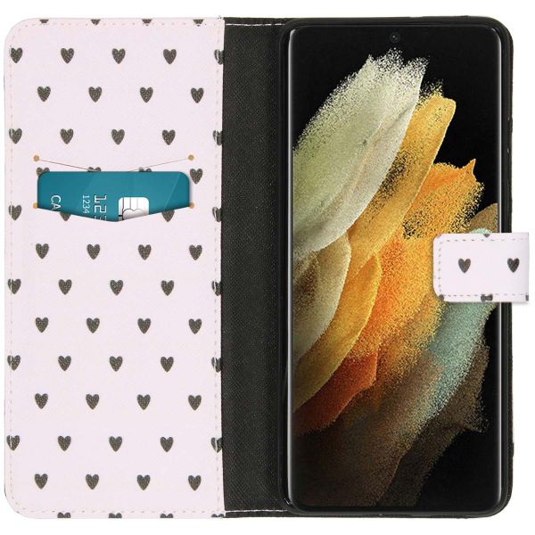 imoshion Design Softcase Bookcase Galaxy S21 Ultra - Hearts Allover