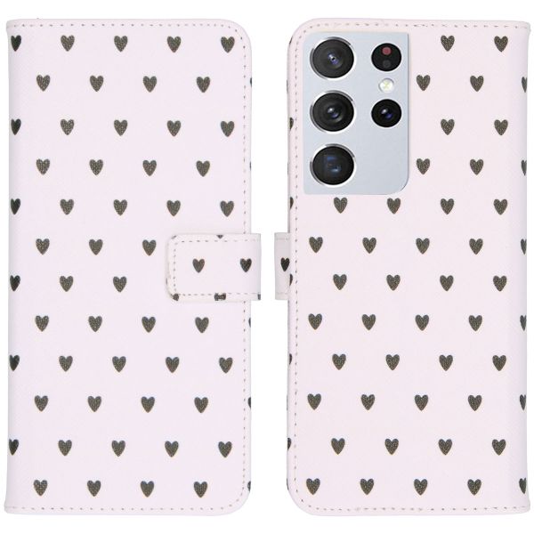 imoshion Design Softcase Bookcase Galaxy S21 Ultra - Hearts Allover