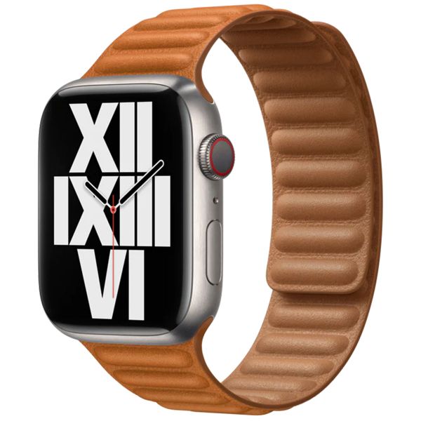 Apple Leather Link Apple Watch Series 1-10 / SE / Ultra (2) - 42/44/45/46/49 mm - Maat M/L - Golden Brown