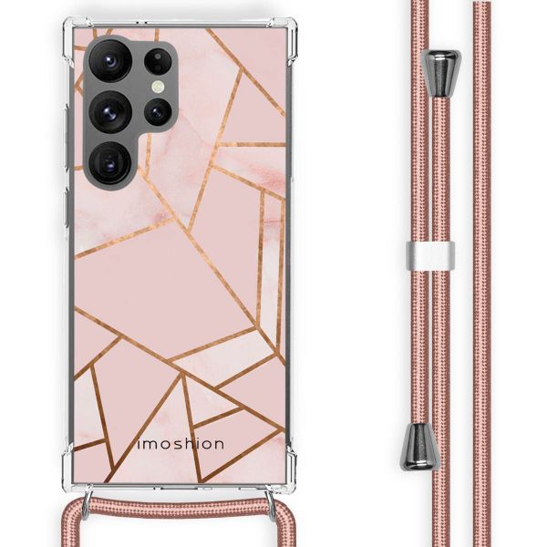 imoshion Design hoesje met koord Samsung Galaxy S23 Ultra - Grafisch Koper - Roze / Goud