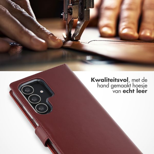 Selencia Echt Leren Bookcase Samsung Galaxy S25 Ultra - Burgundy