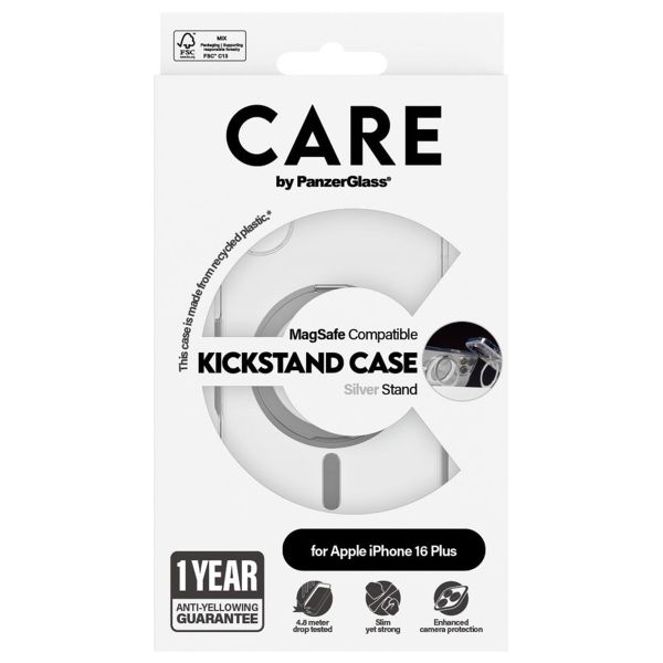 CARE by PanzerGlass Kickstand Case MagSafe iPhone 16 Plus - Zilver