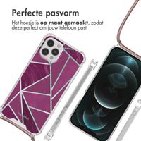 imoshion Design hoesje met koord Apple iPhone 12 (Pro) - Bordeaux Graphic