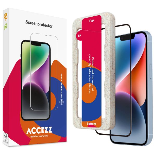 Accezz Gehard Glas Full Cover Screenprotector met applicator iPhone 13 / 13 Pro / 14 / SE 4 - Transparant