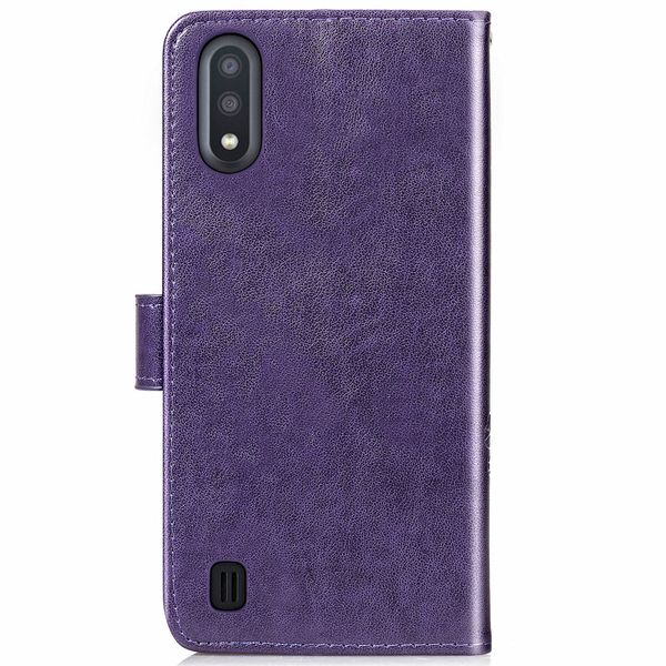 Klavertje Bloemen Bookcase Samsung Galaxy A01 - Paars