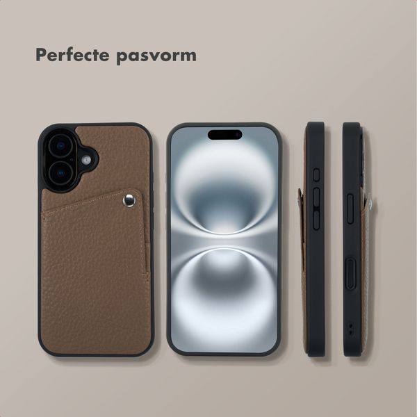 Selencia Riva Backcover met Pashouder Apple iPhone 16 - Mocha Brown