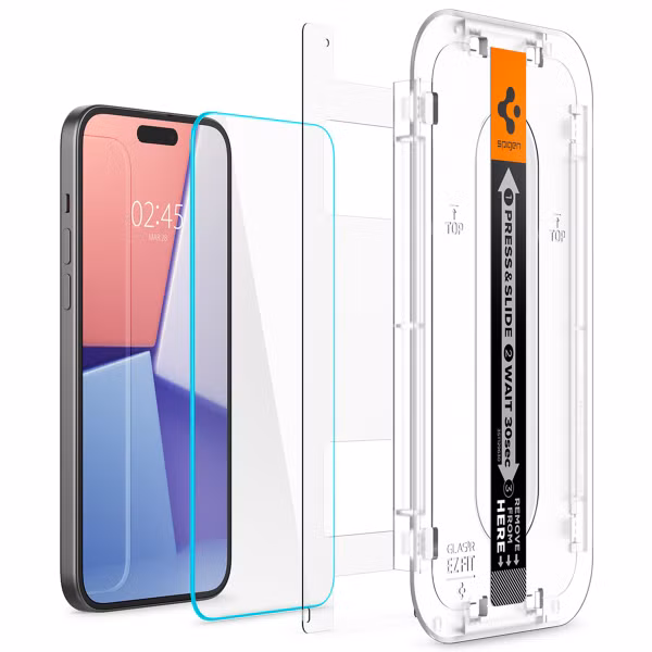 Spigen GLAStR EZ Fit Screenprotector + Applicator 2-pack Apple iPhone 16 / 15