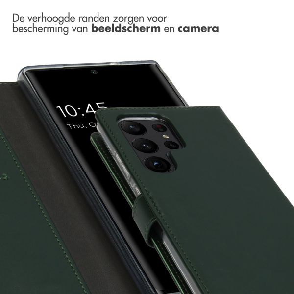Selencia Echt Leren Bookcase Samsung Galaxy S23 Ultra - Groen