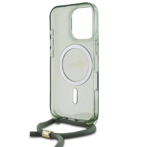 Guess MagSafe IML Backcover met crossbody cord Apple iPhone 16 Pro - Groen