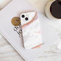 Selencia Aurora Fashion Backcover iPhone 15 Pro Max - Duurzaam hoesje - 100% gerecycled - Wit Marmer