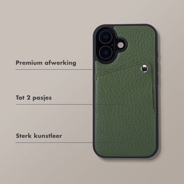 Selencia Riva Backcover met Pashouder Apple iPhone 16 - Sage Green