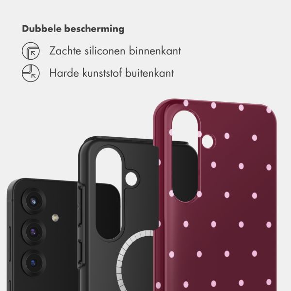 Selencia Vivid Backcover met MagSafe Samsung Galaxy S25 - Happy Dots Burgundy