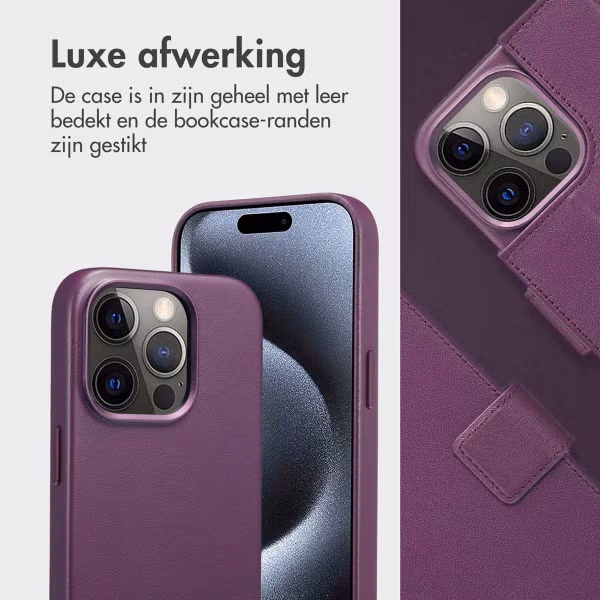 Accezz Leather Bookcase 2-in-1 met MagSafe Apple iPhone 15 Pro - Heath Purple
