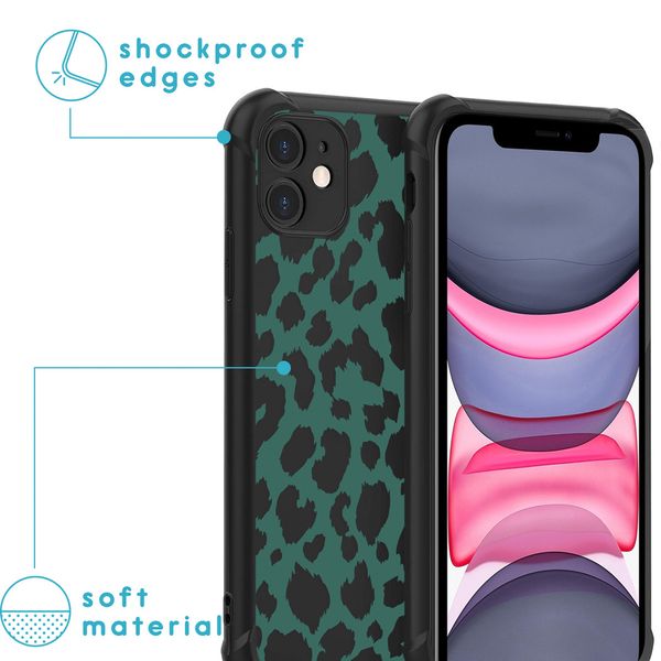 imoshion Design hoesje met koord iPhone 11 - Luipaard - Groen / Zwart