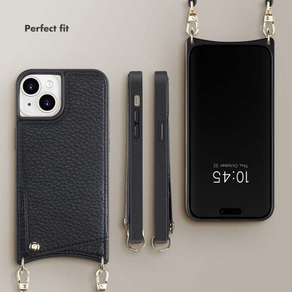 Selencia Nova Phone Case with Cord and Card Holder Apple iPhone 15 - Black
