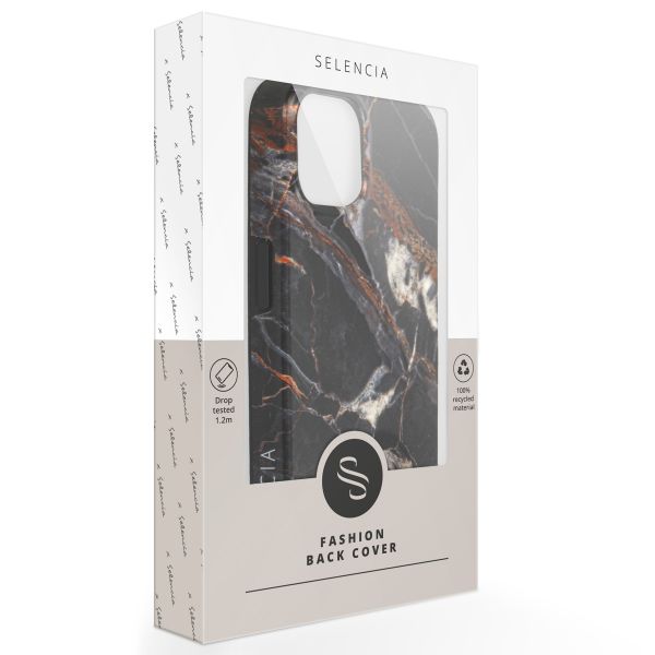 Selencia Aurora Fashion Backcover iPhone 15 Pro - Duurzaam hoesje - 100% gerecycled - Zwart Marmer