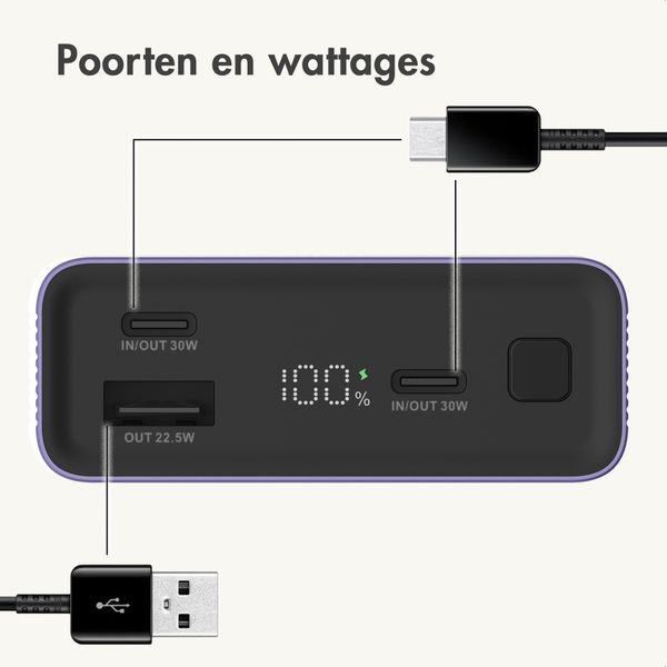 imoshion Ultra Series Aluminium Powerbank 20.000 mAh - Quick Charge en Power Delivery - Tropical Violet
