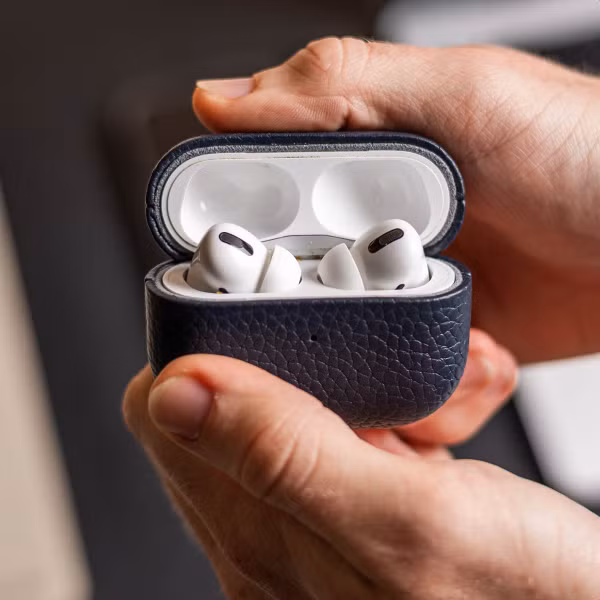 Accezz Echt Leren Case Apple AirPods Pro - Donkerblauw