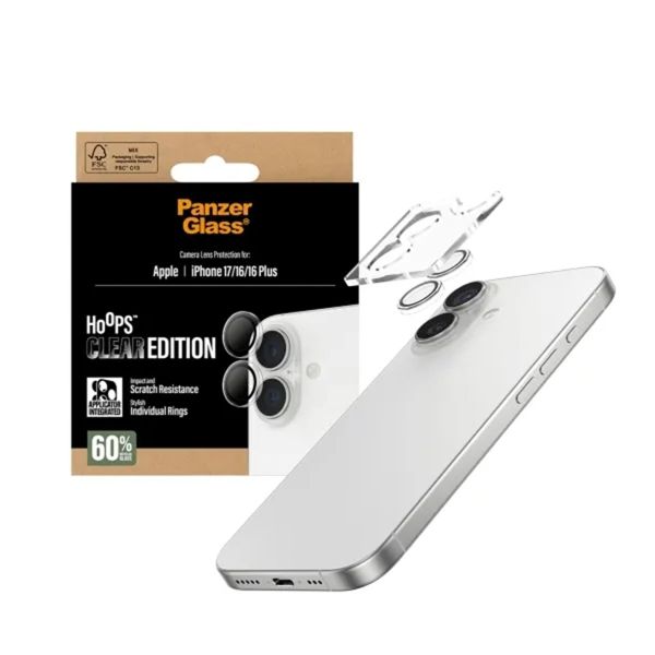 PanzerGlass Camera Protector Hoops Optic Rings voor de Apple iPhone 17 - Transparant