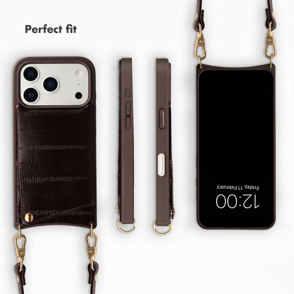 Selencia Nova Real Leather Back Cover with Card Holder Apple iPhone 17 Pro - Dark Chocolate