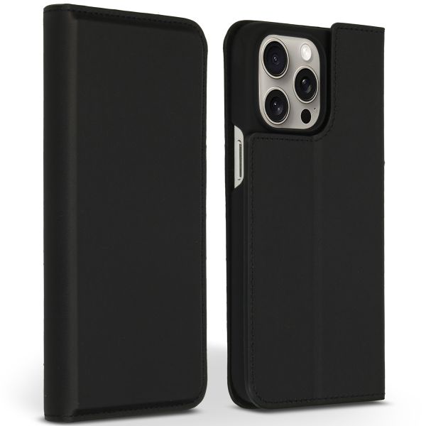 Accezz Premium Leather Slim Bookcase iPhone 15 Pro Max - Zwart