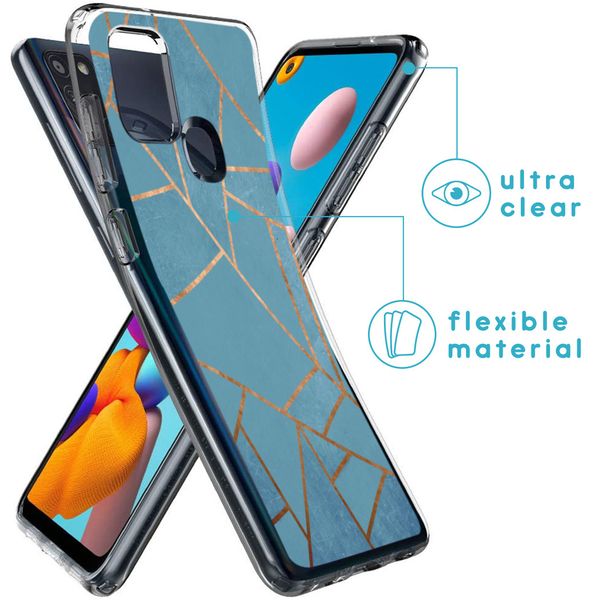 imoshion Design hoesje Samsung Galaxy A21s - Grafisch Koper / Blauw