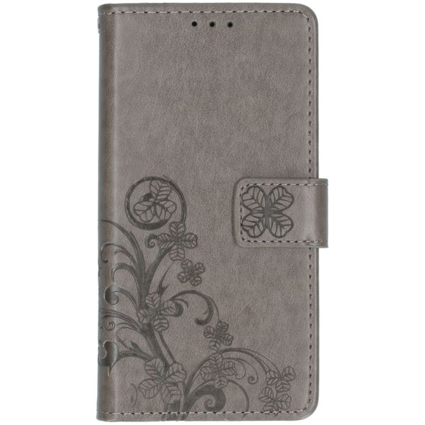 Klavertje Bloemen Bookcase Alcatel 1S (2019) - Grijs