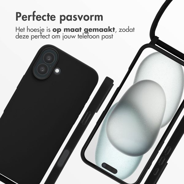 imoshion Siliconen hoesje met koord Apple iPhone 16 Plus - Zwart