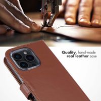 Selencia Genuine Leather Book Case Apple iPhone 16 Pro - Light brown
