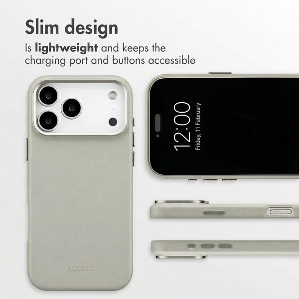 Accezz Leather Back Cover with MagSafe Apple iPhone 18 Pro Max / 17 Pro Max - Light Grey