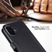 Selencia Genuine Leather Book Case Apple iPhone 16 - Black