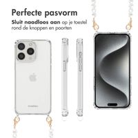 imoshion Backcover met koord + armband iPhone 15 Pro - Parels hartjes