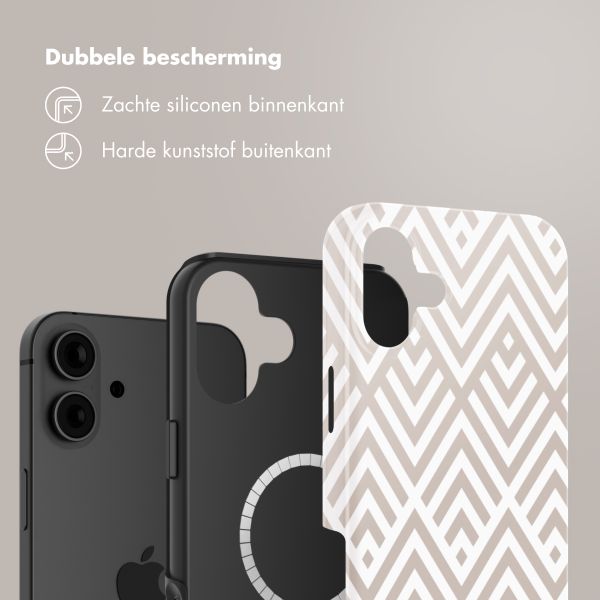 Selencia Vivid Tough Backcover met MagSafe Apple iPhone 16 - Beige Zigzag