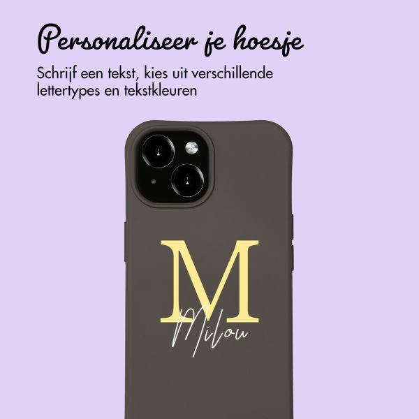 Gepersonaliseerd Color Backcover MagSafe met afneembaar koord en letter  iPhone 15 - Black Coffee