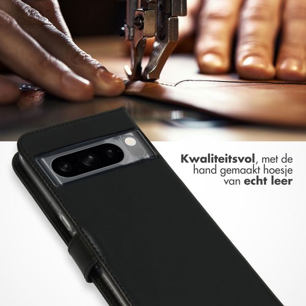 Selencia Echt Leren Bookcase Google Pixel 8 Pro - Zwart