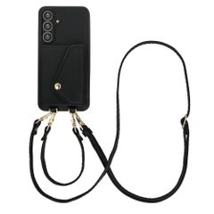 Selencia Sera Telefoonhoes met Koord en Envelop Pashouder Samsung Galaxy S25 FE - Zwart