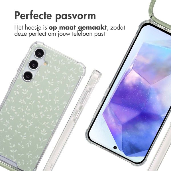 imoshion Design hoesje met koord Samsung Galaxy A55 - Smoke Green Flowers