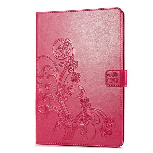 Klavertje Bloemen Bookcase iPad 6 (2018) 9.7 inch / iPad 5 (2017) 9.7 inch - Fuchsia