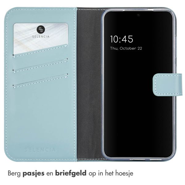 Selencia Echt Lederen Bookcase Samsung Galaxy S25 Plus - Air Blue