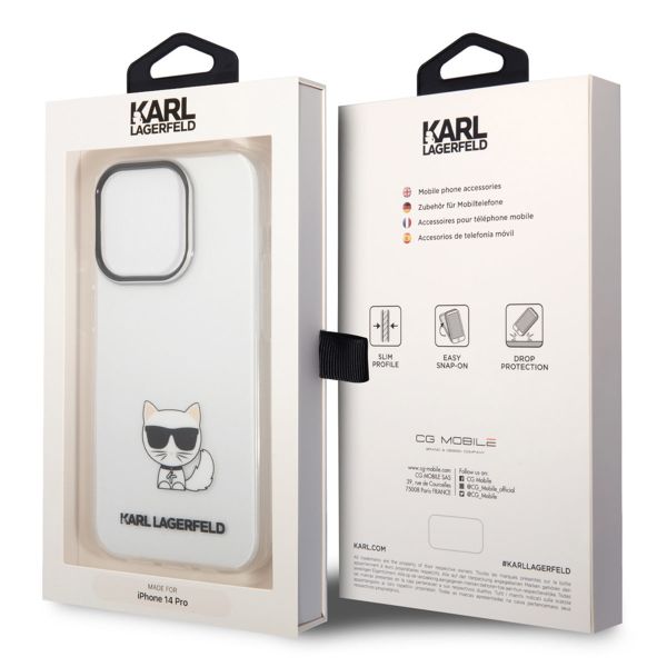 Karl Lagerfeld Hardcase Backcover Choupette iPhone 14 Pro - Transparant