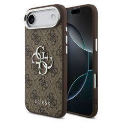 Guess 4G Metal Logo Backcover Apple iPhone Air - Silver Edge - Brown